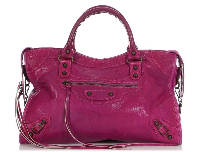 Balenciaga 2005 Chevre Classic City Magenta Purple Goat Skin Leather Satchel