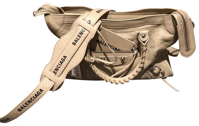 Balenciaga 2020 City Small Tote New Beige Lambskin Leather Cross Body Bag