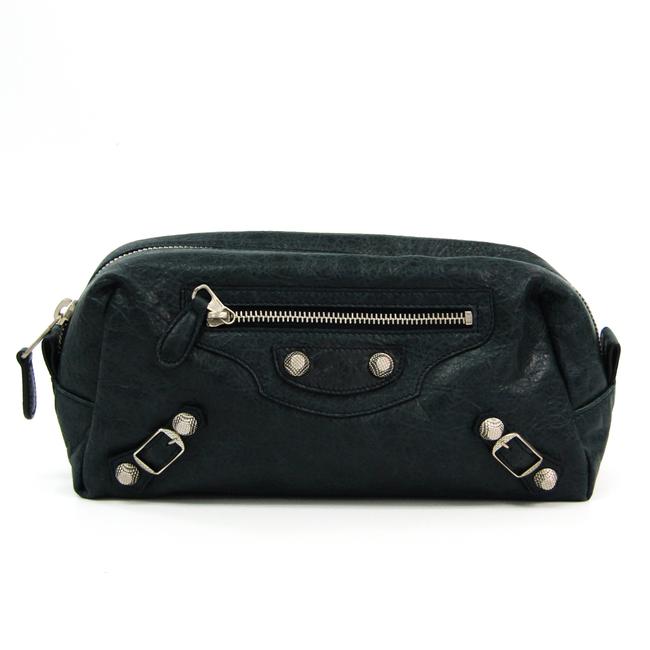 Balenciaga 272438 Unisex Pouch Khaki Leather Clutch