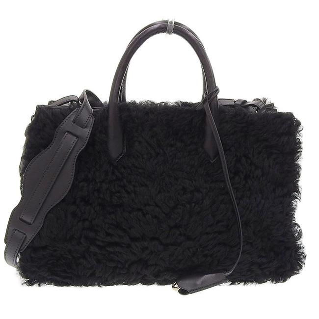 Balenciaga 2way Handbag Black FurLeather Satchel