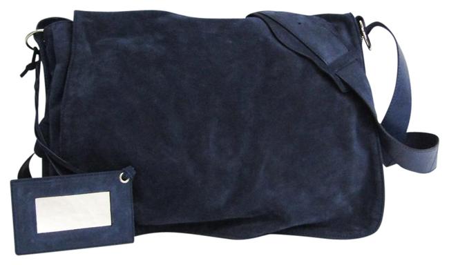Balenciaga 318019 Unisex Navy SuedeLeather Shoulder Bag