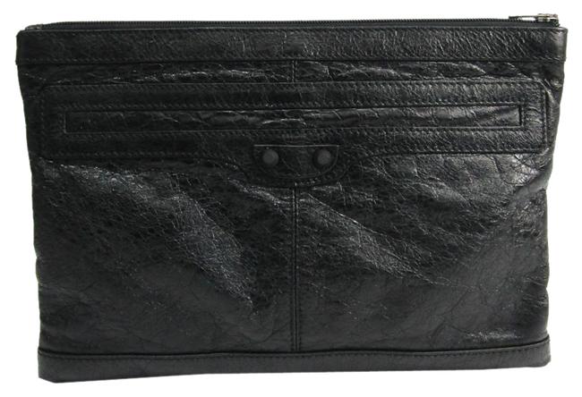 Balenciaga 519613 Unisex Black Leather Clutch