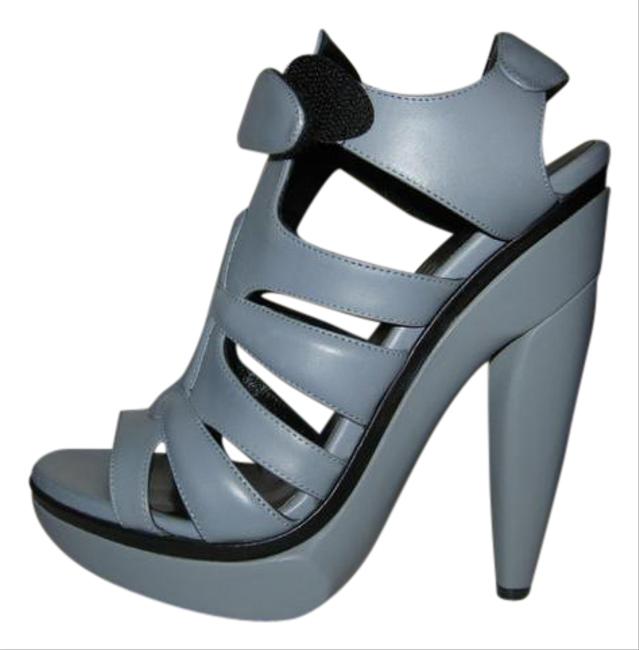 Balenciaga Azul Blue Leather Gladiator Clog Heels Sandal Platforms