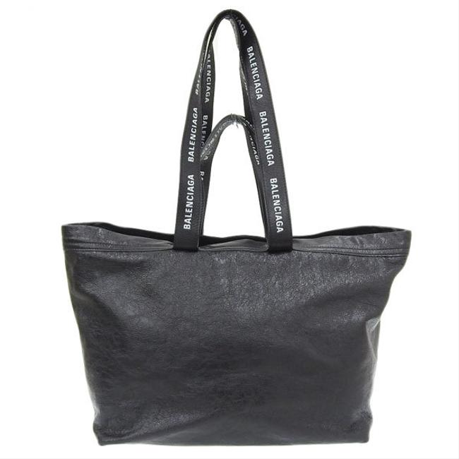 Balenciaga Bag Carry Shopper 2way 480679 Black Leather Tote