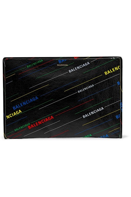 Balenciaga Bazar Printed Textured leather Pouch Clutch