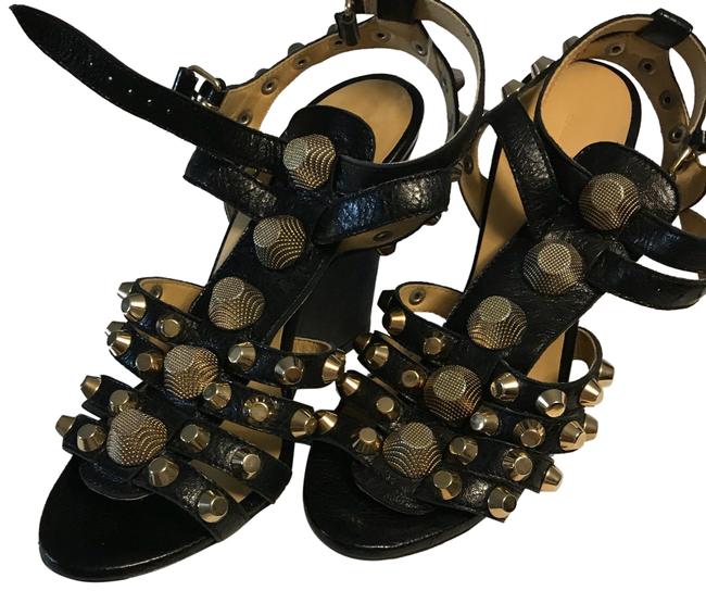 Balenciaga Black and Gold Arena Chunky Wedges