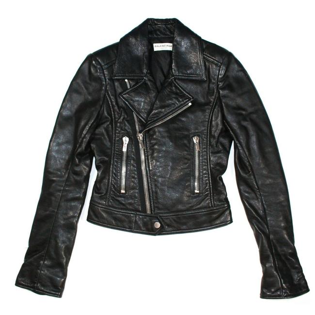 Balenciaga Black Biker Riders Asymmetrical Zip Moto Us 0 34 Jacket0 XS