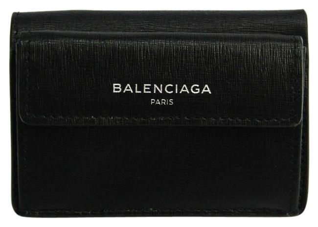 Balenciaga Black Essential Mini 410133 Womens Leather Tri fold Wallet