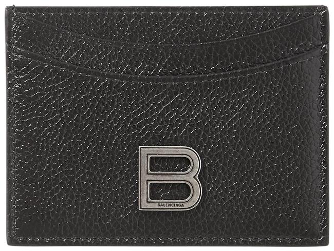 Balenciaga Black Hourglass Textured leather Cardholder Wallet