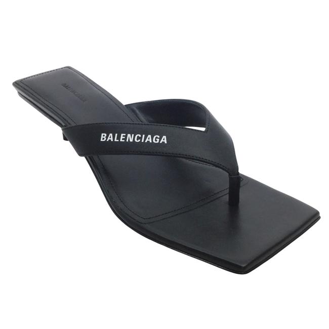 Balenciaga Black Metal Square Toe Sandals