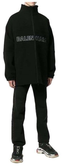 Balenciaga Black Overd Logo embroidered Virgin Wool Jacket Coat8 M