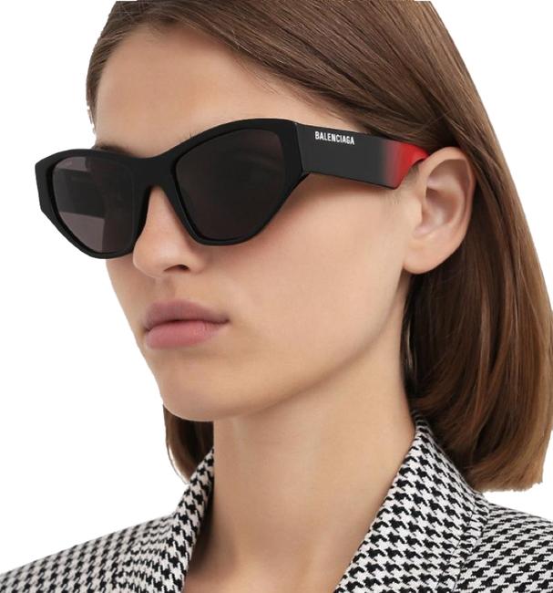 Balenciaga BlackRed Bb0097s 003 Rectangular Sunglasses