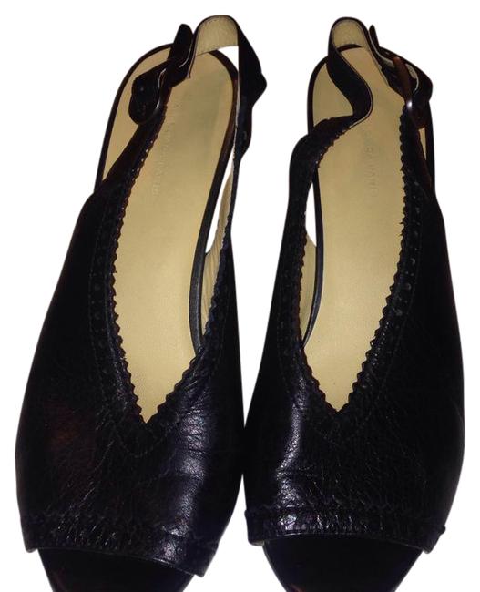 Balenciaga Black Scalloped Trimmed Sling Backs Wedges