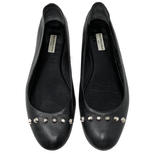 Balenciaga Black Studded Leather Ballet Flats