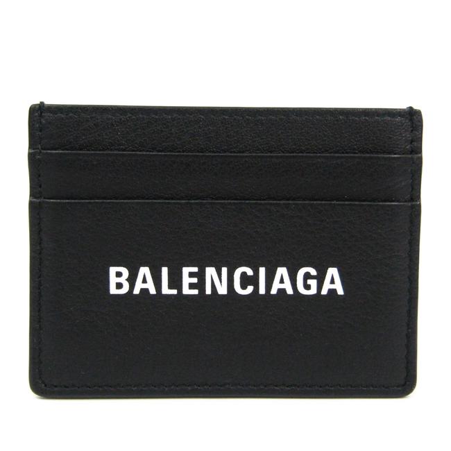Balenciaga BlackWhite 490620 Leather Card Case Wallet