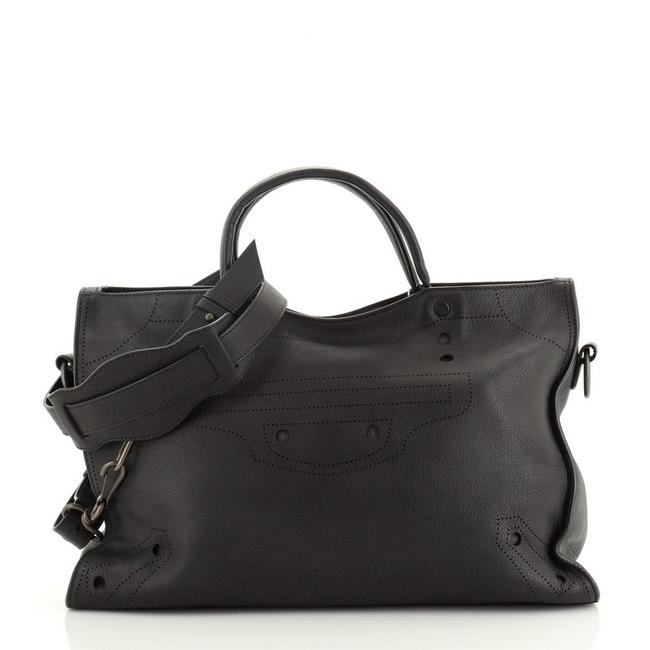 Balenciaga Blackout City Medium Black Leather Tote