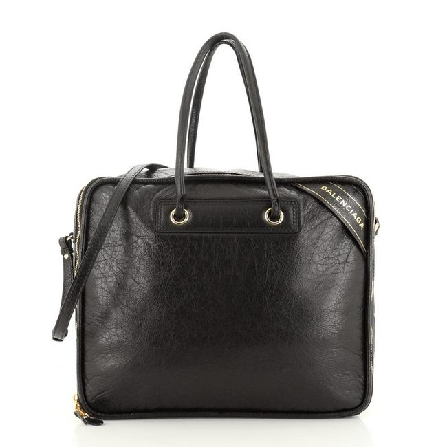 Balenciaga Blanket Square Large Black Leather Satchel