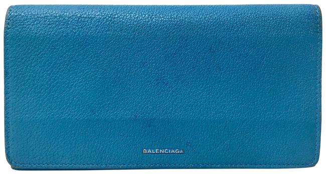 Balenciaga Blue Essential Continental Textured Leather Wallet