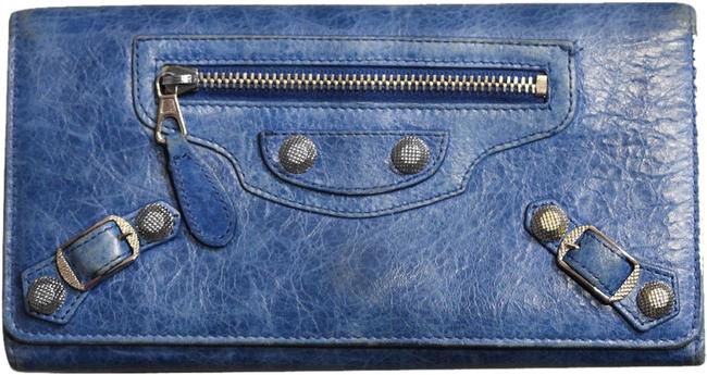 Balenciaga Blue Leather Long Stud Wallet