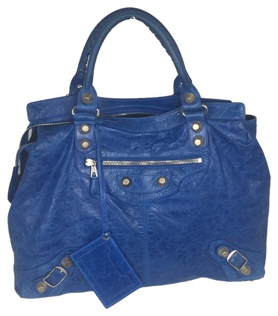 Balenciaga Blue Leather WeekendTravel Bag