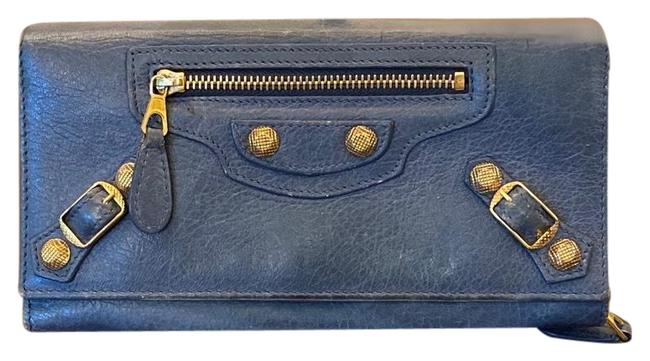 Balenciaga Blue Long Leather Wallet