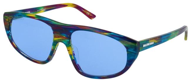 Balenciaga Blue Rainbow Tv D Stripe 0098 Bb0098s 003 Unisex Logo Sunglasses