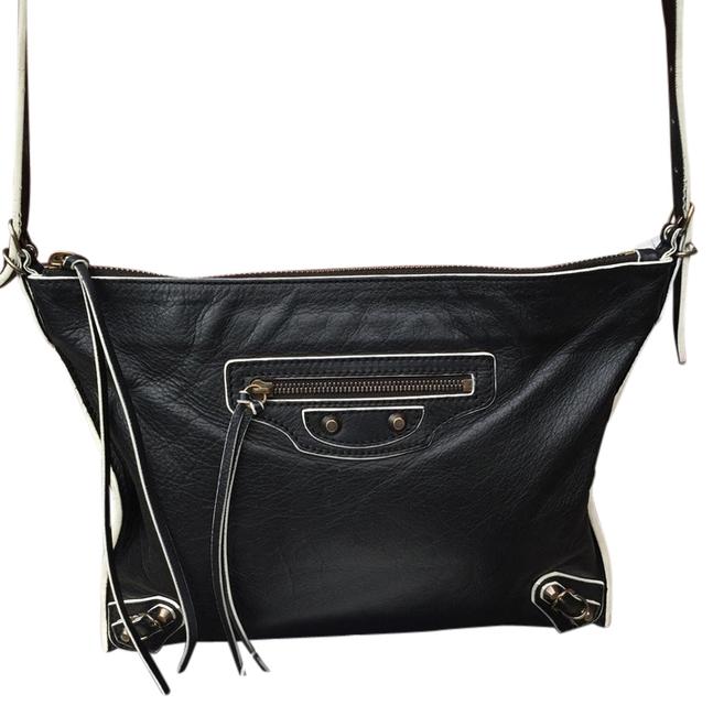 Balenciaga Calfskin Papier Folk Neo White *rare Black Leather Cross Body Bag