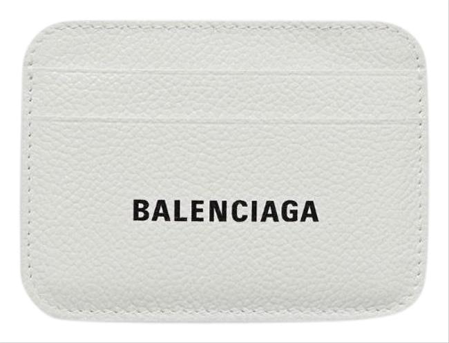 Balenciaga Cash Logo Printed Leather Card Holder Wallet