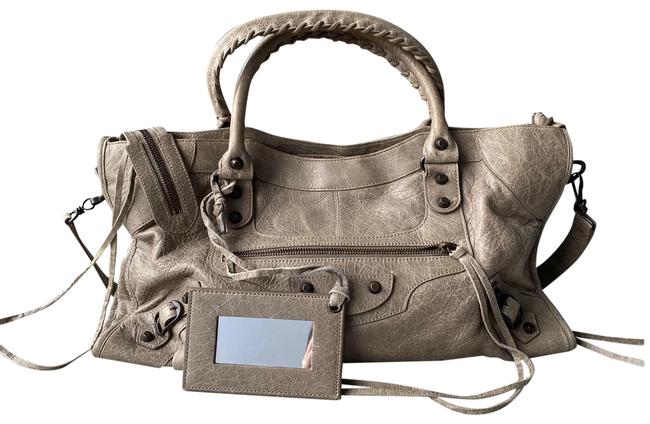 Balenciaga City Bronze Hardware Tan Lambskin Leather Satchel
