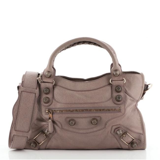 Balenciaga City Giant Studs Medium Pink Leather Satchel