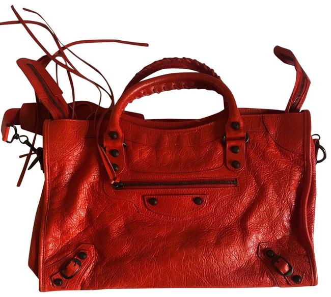 Balenciaga City Red Leather Satchel