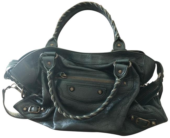 Balenciaga City Small Dark Green Lambskin Leather Satchel