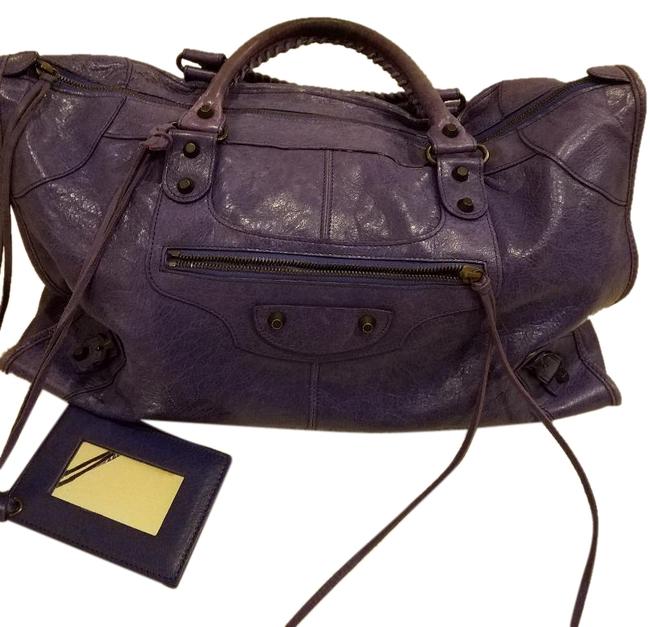 Balenciaga Classic City Bleu Lavander Lambskin Tote Purple Leather Satchel