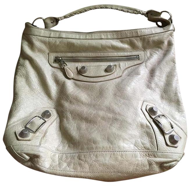 Balenciaga Classic Day Off White Lambskin Leather Shoulder Bag