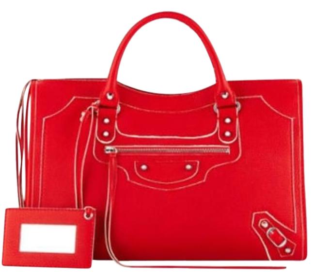 Balenciaga Classic Hilite City Red Leather Shoulder Bag