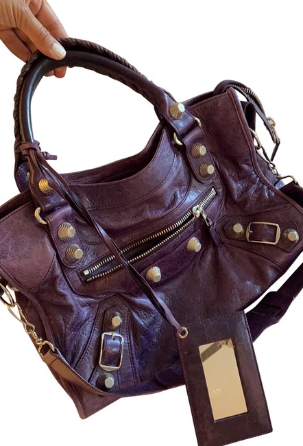 Balenciaga Classic Purple Leather Shoulder Bag