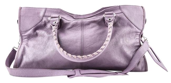 Balenciaga Classic Town Purple Leather Satchel