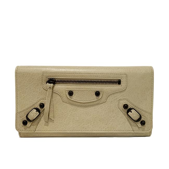 Balenciaga Cream Womens Continental City Leather Wallet