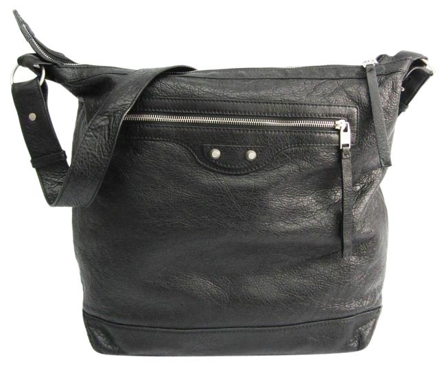 Balenciaga Day 340687 Unisex Black Leather Shoulder Bag