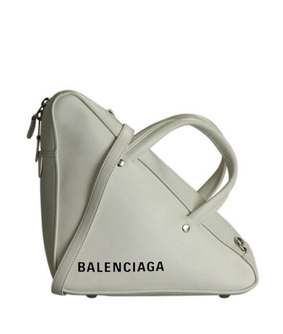 Balenciaga Duffle XS Triangle 2 Way 192606 White Leather Cross Body Bag