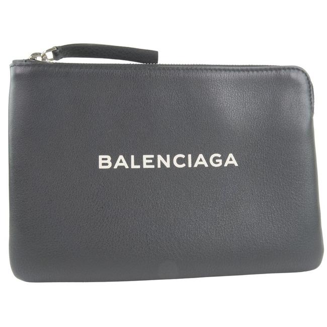 Balenciaga Everyday Second 492465 Calf Unisex Black Leather Clutch