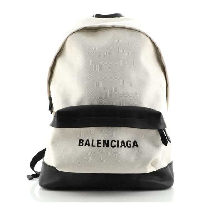 Balenciaga Everyday With Neutral Canvas and Leather Backpack