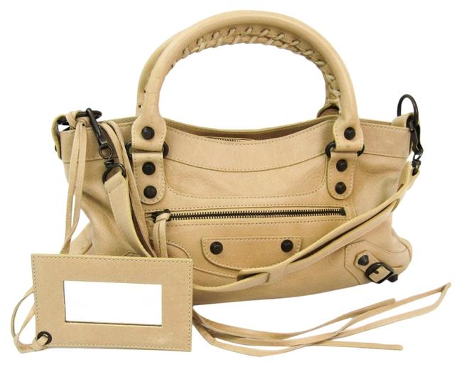 Balenciaga Fast 103208 Womens Beige Leather Shoulder Bag