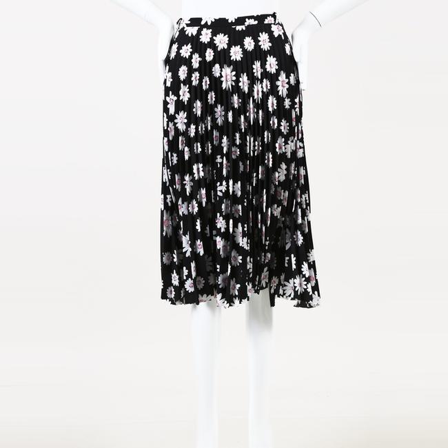 Balenciaga Floral Sunburst Pleat Daisy Print Crepe Skirt