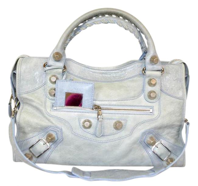 Balenciaga Giant City Handbag Light Blue Lambskin Leather Shoulder Bag
