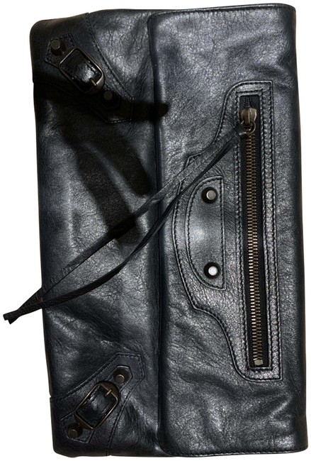 Balenciaga Giant Envelope Black Leather Clutch