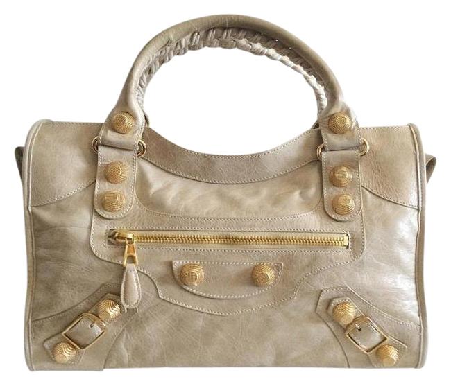 Balenciaga Giant Gold City Sahara Beige Soft Crafted Vintage Lambskin Satchel