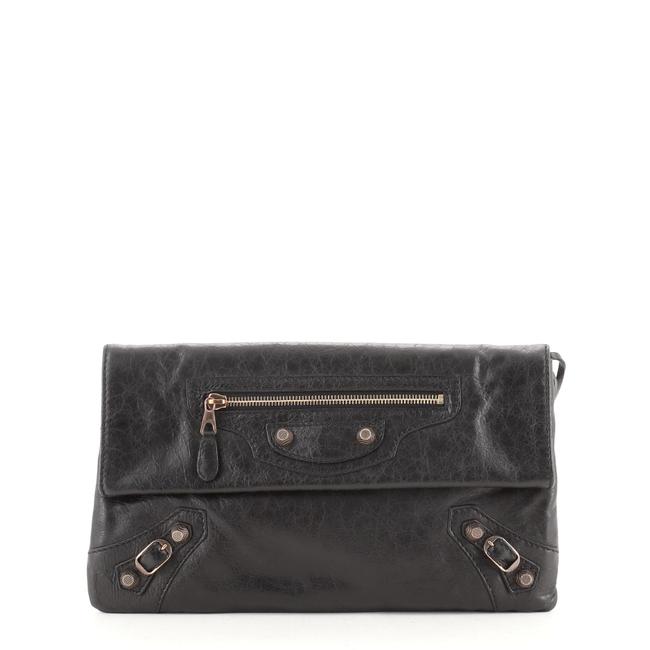 Balenciaga Giant Studs Envelope Black Leather Clutch