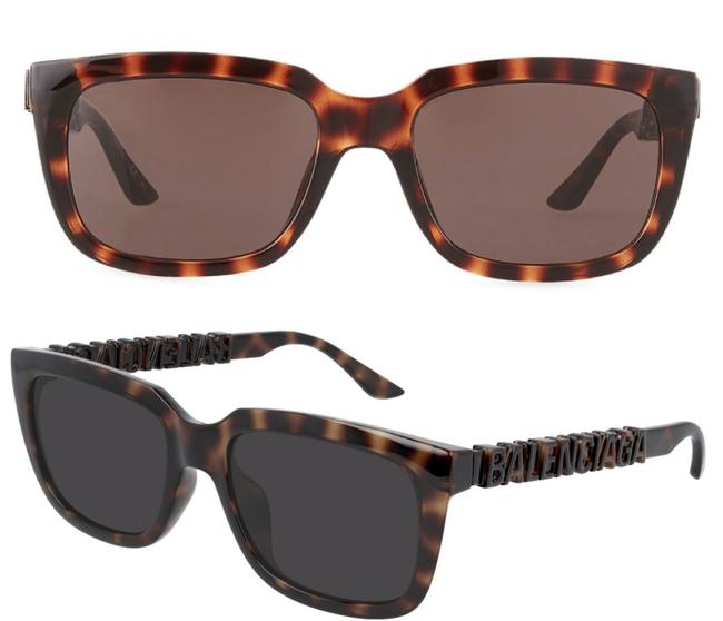 Balenciaga Havana Bb0108s 002 Logo Sunglasses