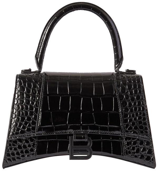 Balenciaga Hourglass Small Croc effect Black Leather Tote